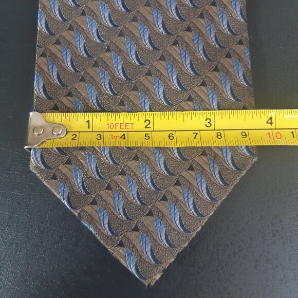 Kolte Italy 100% Silk Men's Tie Beige, Tan & Blue Diagonal Pattern - Picture 6 of 9